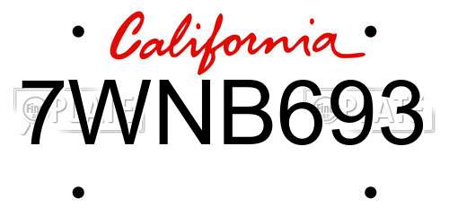 7WNB693 California License Plate