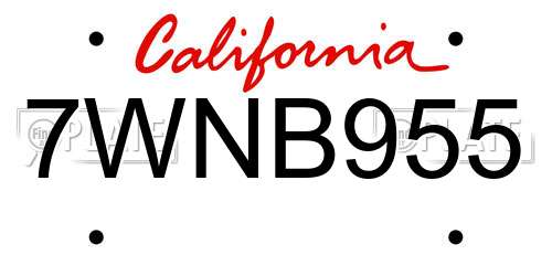 7WNB955 California License Plate