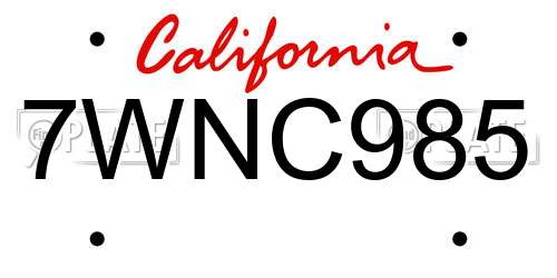 7WNC985 California License Plate