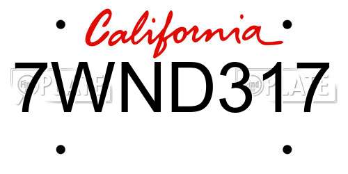 7WND317 California License Plate