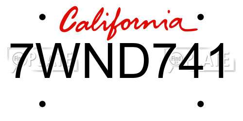7WND741 California License Plate