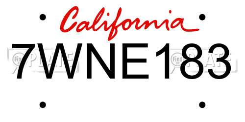 7WNE183 California License Plate