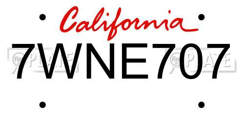 7WNE707 California License Plate