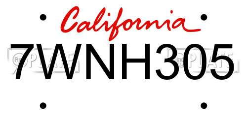 7WNH305 California License Plate