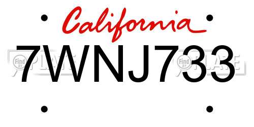 7WNJ733 California License Plate