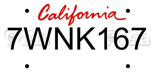 7WNK167 California License Plate