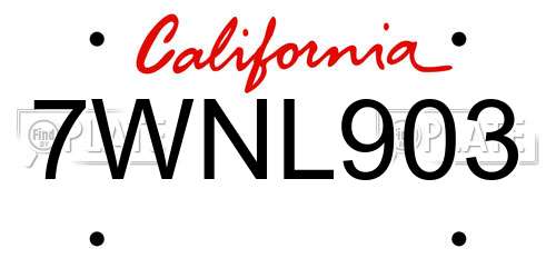 7WNL903 California License Plate
