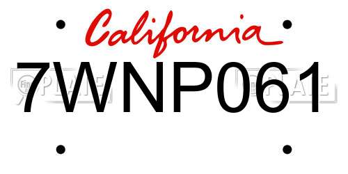 7WNP061 California License Plate
