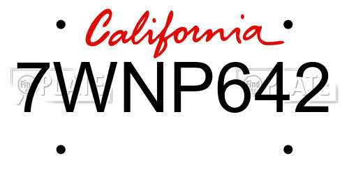 7WNP642 California License Plate