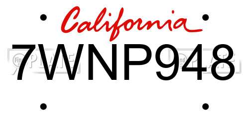 7WNP948 California License Plate