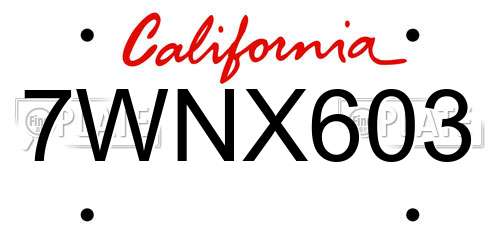 7WNX603 California License Plate