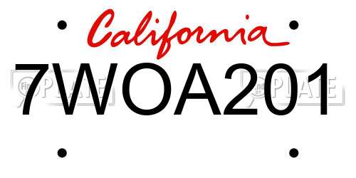 7WOA201 California License Plate