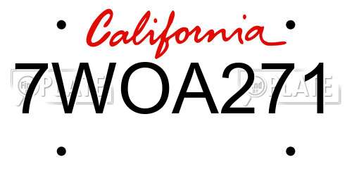 7WOA271 California License Plate
