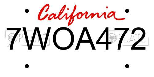 7WOA472 California License Plate