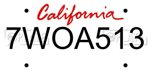 7WOA513 California License Plate