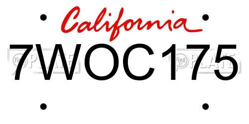 7WOC175 California License Plate