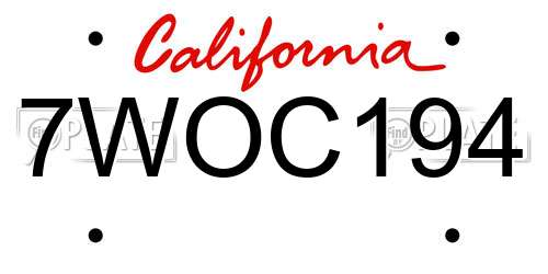 7WOC194 California License Plate