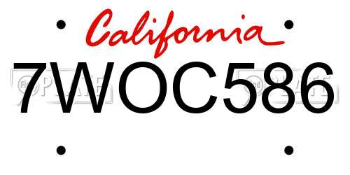 7WOC586 California License Plate