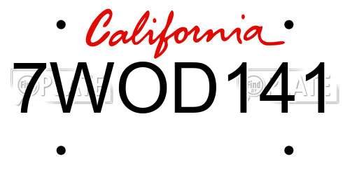 7WOD141 California License Plate