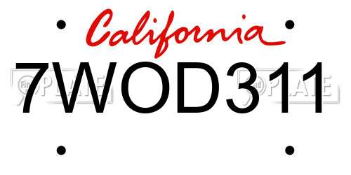 7WOD311 California License Plate