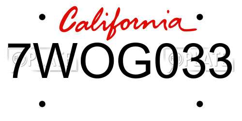 7WOG033 California License Plate