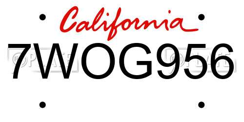 7WOG956 California License Plate