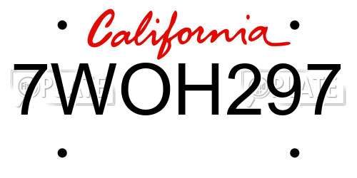 7WOH297 California License Plate