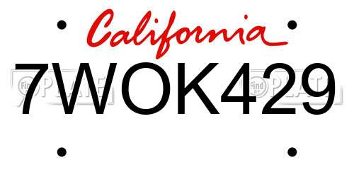 7WOK429 California License Plate