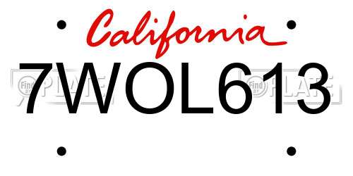 7WOL613 California License Plate