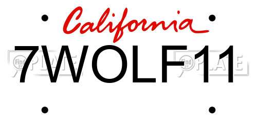 7WOLF11 California License Plate