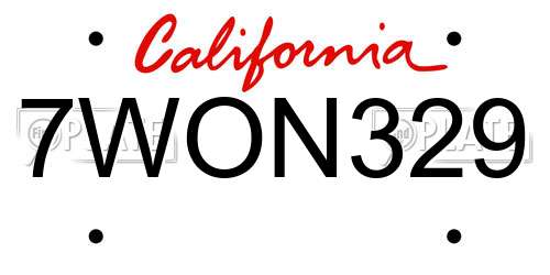 7WON329 California License Plate