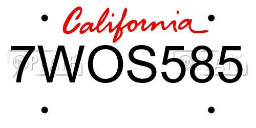 7WOS585 California License Plate