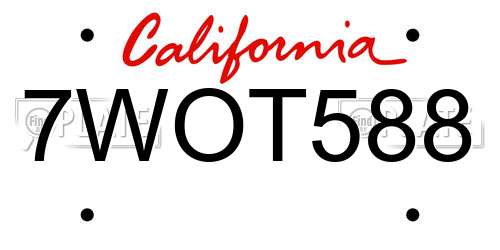 7WOT588 California License Plate