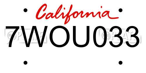 7WOU033 California License Plate