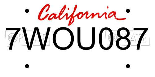 7WOU087 California License Plate