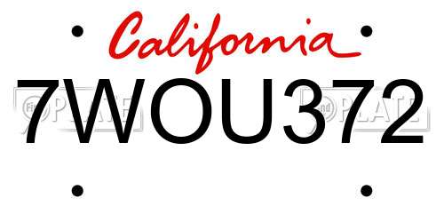 7WOU372 California License Plate