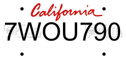 7WOU790 California License Plate