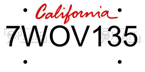 7WOV135 California License Plate