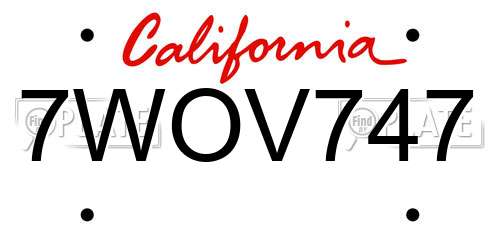 7WOV747 California License Plate