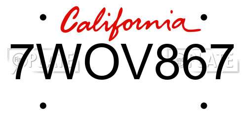 7WOV867 California License Plate