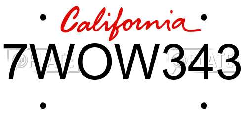 7WOW343 California License Plate