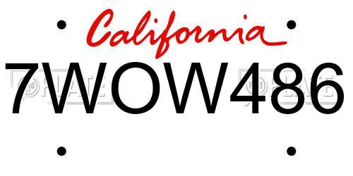 7WOW486 California License Plate
