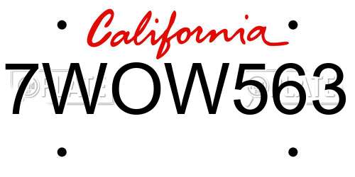 7WOW563 California License Plate