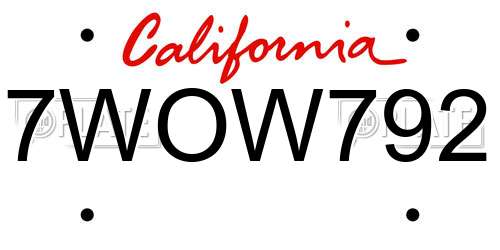7WOW792 California License Plate