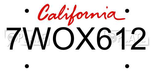 7WOX612 California License Plate