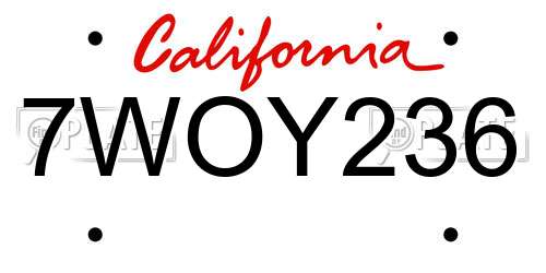 7WOY236 California License Plate