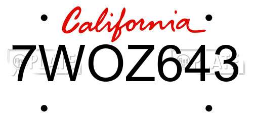 7WOZ643 California License Plate