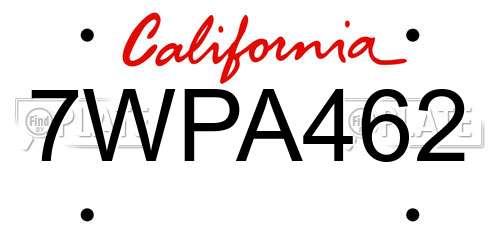 7WPA462 California License Plate