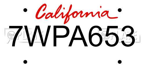 7WPA653 California License Plate