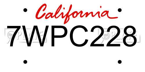7WPC228 California License Plate
